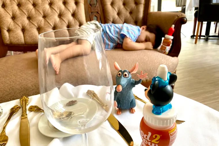 A preopening view of June BYOB in Collingswood: With his Remy doll from the movie "Ratatouille" on a table nearby, Richard Cusack, 2, son of the owners, enjoys his afternoon nap on a setee.