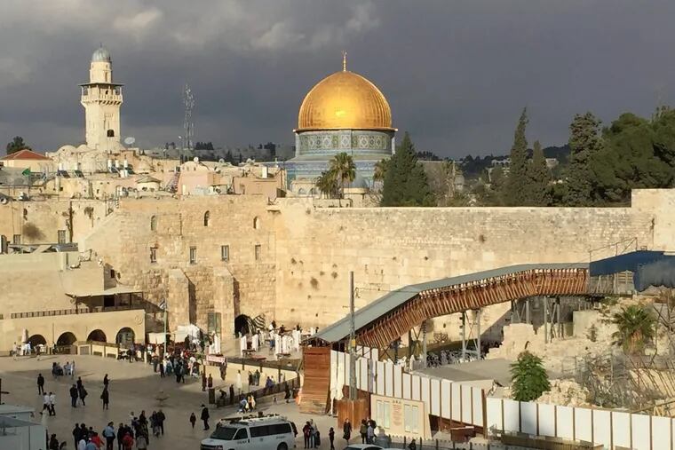 The Western Wall in Jerusalem’s Old City, which is the first scheduled stop for Vice President Pence, and above it the gold Dome of the Rock.