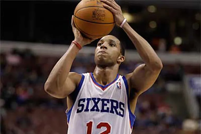 Evan Turner is a game-time decision for the Sixers' matchup with the Nuggets. (AP Photo / Matt Slocum)