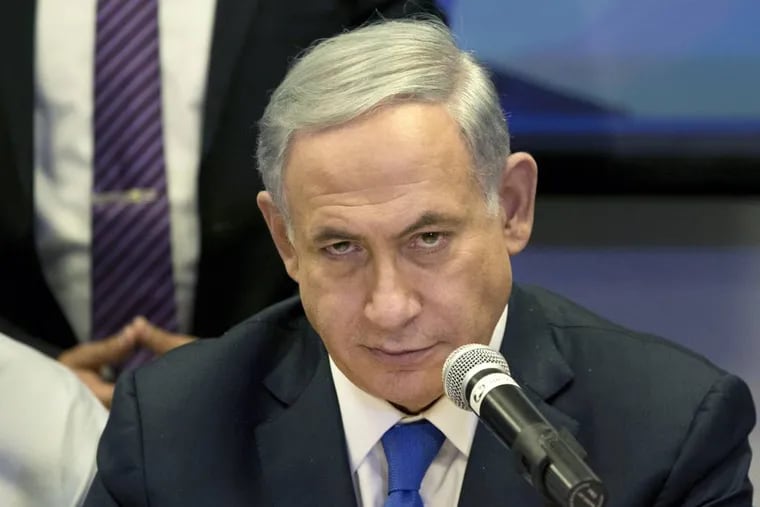 File: Israeli Prime Minister Benjamin Netanyahu attends a Likud party meeting in Or Yehuda near Tel Aviv, Israel, a day ahead of legislative elections.  (AP Photo/Ariel Schalit, File)