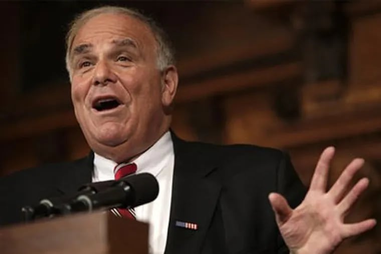 Pennsylvania Gov. Ed Rendell speaks about the state budget during a news conference in Harrisburg, Pa on January 30, 2009. (AP / Carolyn Kaster)