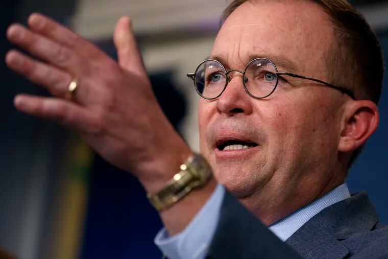 White House chief of staff Mick Mulvaney announces that the G7 will be held at Trump National Doral, Thursday, Oct. 17, 2019, in Washington.