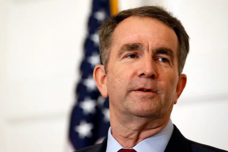 Virginia Gov. Ralph Northam speaks during a news conference in the Governor's Mansion in Richmond, Va., on Saturday.