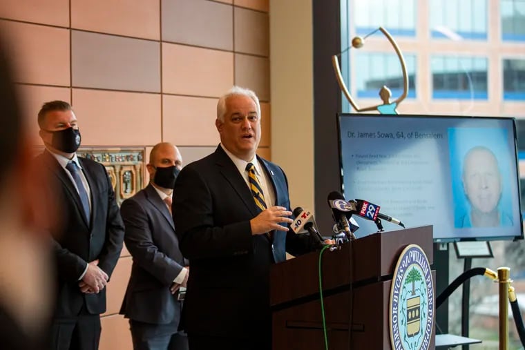 District Attorney Matt Weintraub on Friday announced charges against Joseph O'Boyle, who is accused of beating James Sowa to death inside Sowa's office.