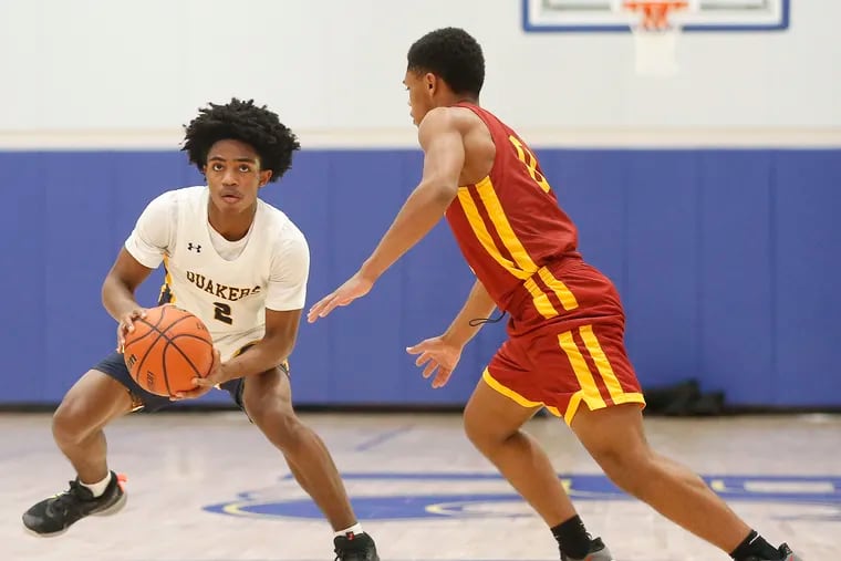 Penn Charter's Mark Butler (left), who recently committed to Lafayette, competes against Central High School during his junior year.