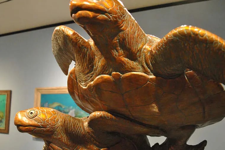 Kent Ullberg's bronze &quot;Journey's End,&quot; 1992, depicts two sea turtles arriving at their breeding ground. &quot;American Wildlife Art&quot; is a highly family-friendly art exhibition.