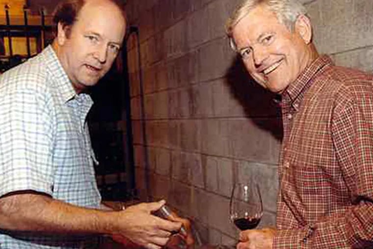 Dick Vermeil (right) and vintner Paul Smith at Vermeil Wines in Calistoga, Calif., the town where the ex-Eagles coach grew up. (Vermeil Wines)