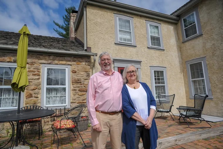 Steve and Jane Miller wanted to retire in Bucks County. The home they found started out as a one-room stone summer kitchen (left). A stucco addition in the mid-19th century and a two-story wing in the 1970s make the house livable today.