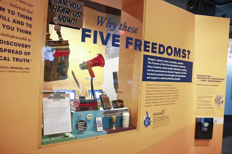 One of the exhibits of the National Constitution Center's new First Amendment Gallery, which opened Sept. 6, 2023.