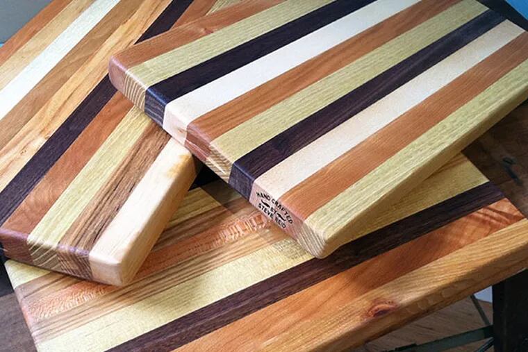Woodworker Steve Reid hand-makes his cutting boards from locally sourced wood.