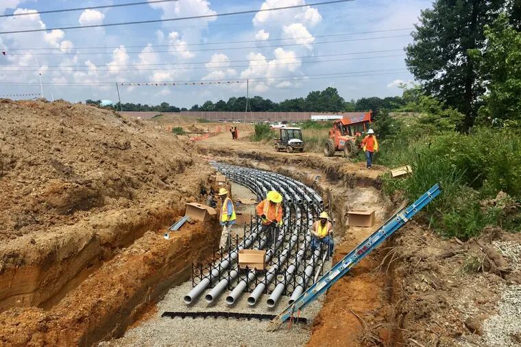 Construction related to the ‘Southern Reliability Link” pipeline in Chesterfield, Burlington County last July.
