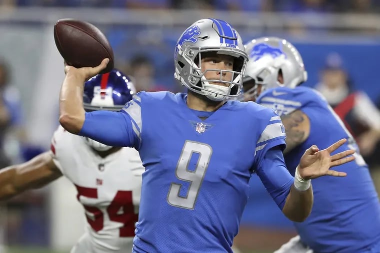 Matthew Stafford and the Lions host the Jets on Monday night. Detroit is favored by a touchdown.