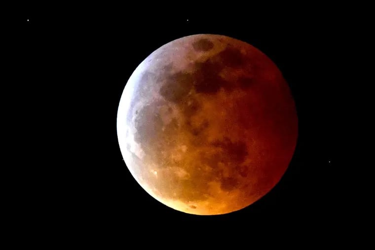 A partial lunar eclipse will occur during the pre-dawn hours on Nov. 19, 2021, when the moon will officially be at its fullest phase. Here is a view of the Super Blood Wolf Moon eclipse on Jan. 20, 2019.