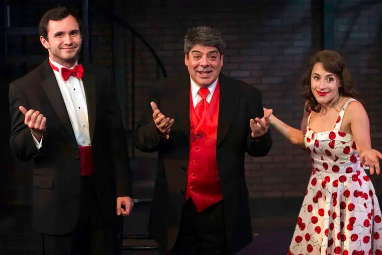 Trio Patrick Romano (left), Sonny Leo, and Eileen Cella perform songs from the Great White Way in the "Broadway on Butler" at the Act II Playhouse in Ambler.
