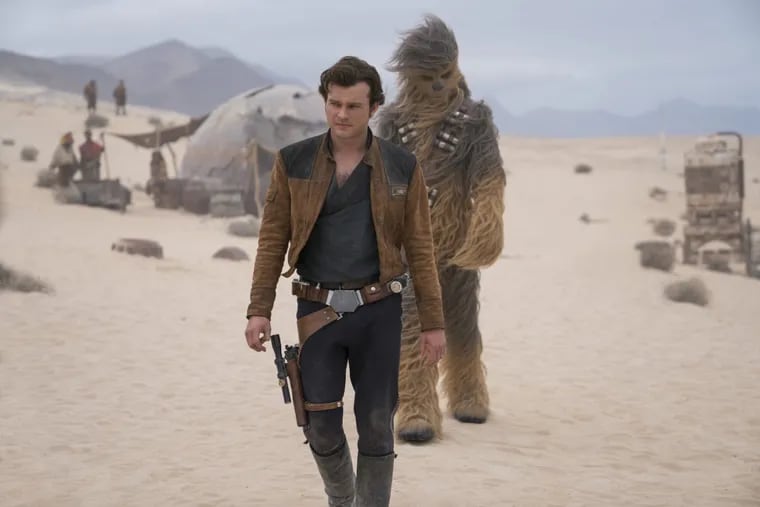 Alden Ehrenreich and Joonas Suotamo in "Solo: A Star Wars Story."