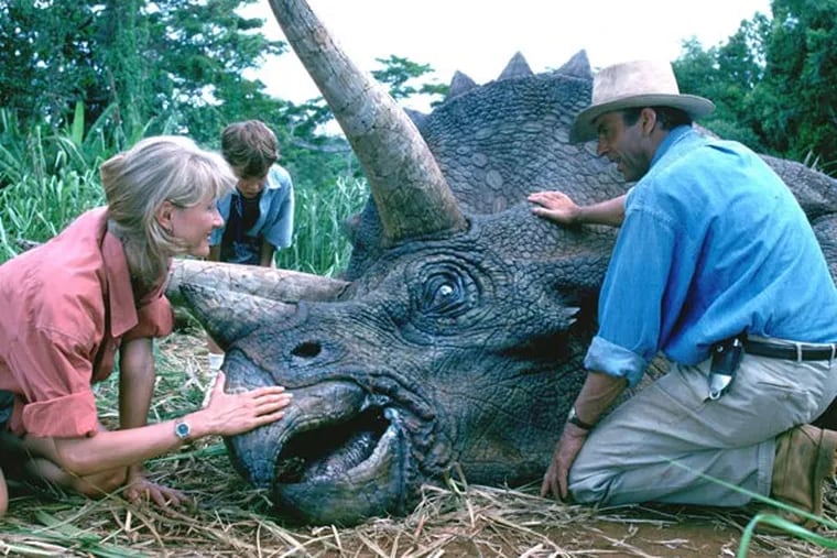 West Indian lilacs, anyone? Laura Dern and Sam Neill worry over a wheezy triceratops.