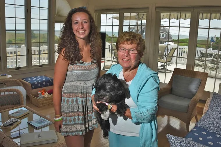 Sharon Keller and granddaughter Allison Schurr, with pet dog Oreo.