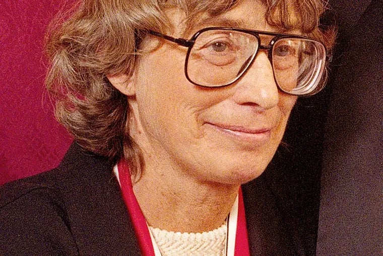 In this Nov. 18, 1992 file photo, Mary Oliver appears at the National Book Awards in New York where she received the poetry award for her book "New and Selected Poems." (AP Photo/Mark Lennihan, File)