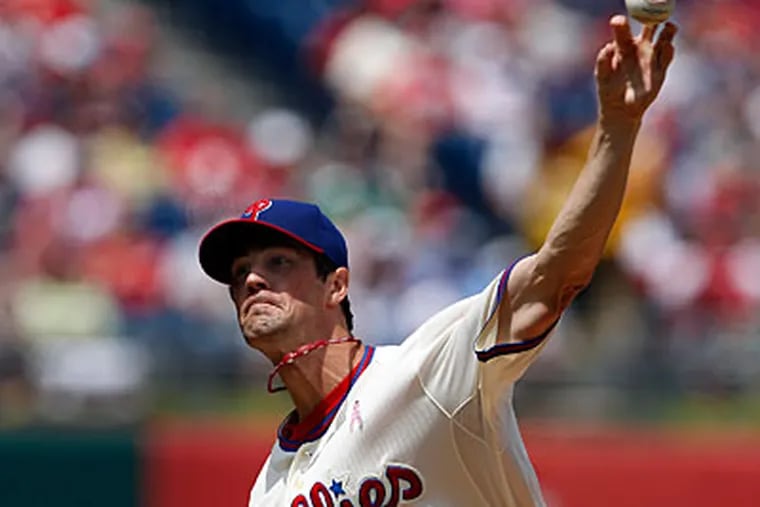 Lefthander Cole Hamels held San Diego to one run in seven innings and struck out five. (David Maialetti/Staff Photographer)