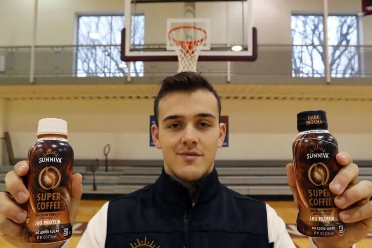 Jordan DeCicco, founder of Sunniva Super Coffee, is also a point guard on Philadelphia University's basketball team. DAVID SWANSON / Staff Photographer