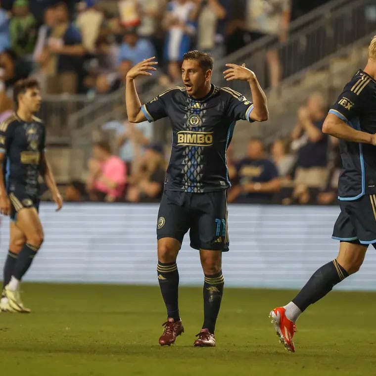 Longtime Union captain Alejandro Bedoya (center) took a big pay cut when he signed for another year with the team. It's likely to be his last year as a player.