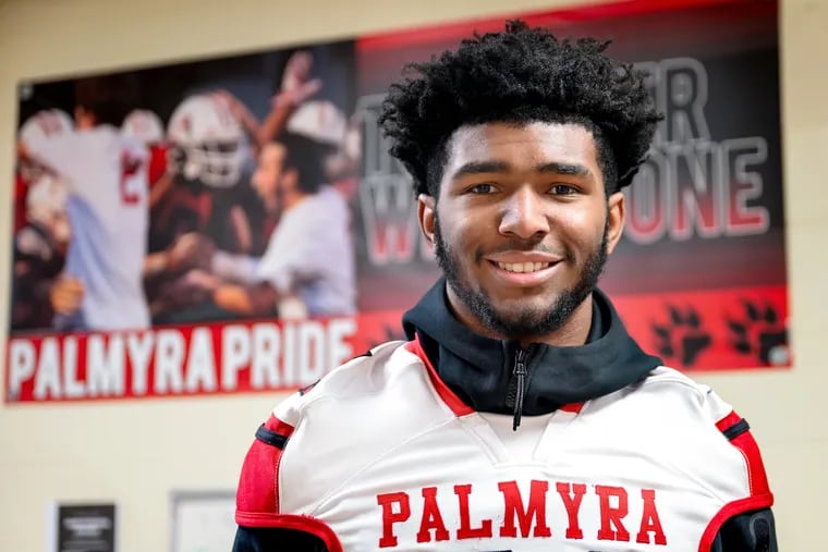 Palmyra High School running back Kwinten Ives poses at the school in January. He has signed with Nebraska