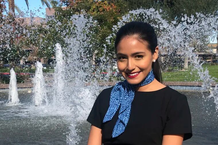 In this 2018 photo provided by Feldman Strategies is Selene Saavedra Roman. Saavedra Roman, a flight attendant who traveled to Mexico for work with employment authorization through a program for immigrants brought to the country as children, was detained for more than a month. Attorney Belinda Arroyo said Friday, March 22, 2019, that Mesa Airlines mistakenly assured 28-year-old Saavedra Roman she could travel internationally but she was detained on her way back. Immigration and Customs Enforcement says she didn't have a valid document to enter the country. (Davo Watsui / Feldman Strategies via AP)