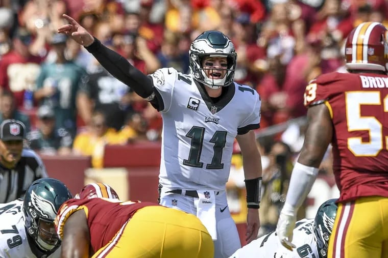 Philadelphia Eagles quarterback Carson Wentz leads the NFL in third-down passing after one week.