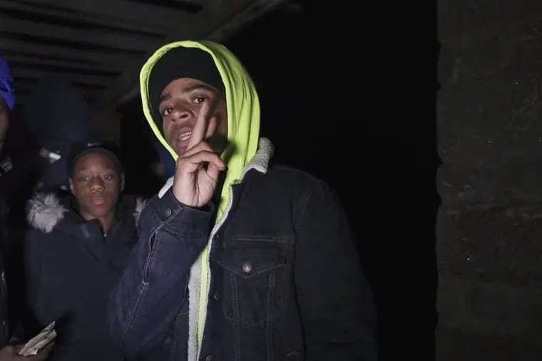 Anthony Watson, a.k.a. Blumberg Geez, was a popular Philly rapper, shown here in a 2019 music video for one of his songs, "Genocide 2." Watson was killed Wednesday in North Philadelphia. He had been on the run from a murder charge for over a year.