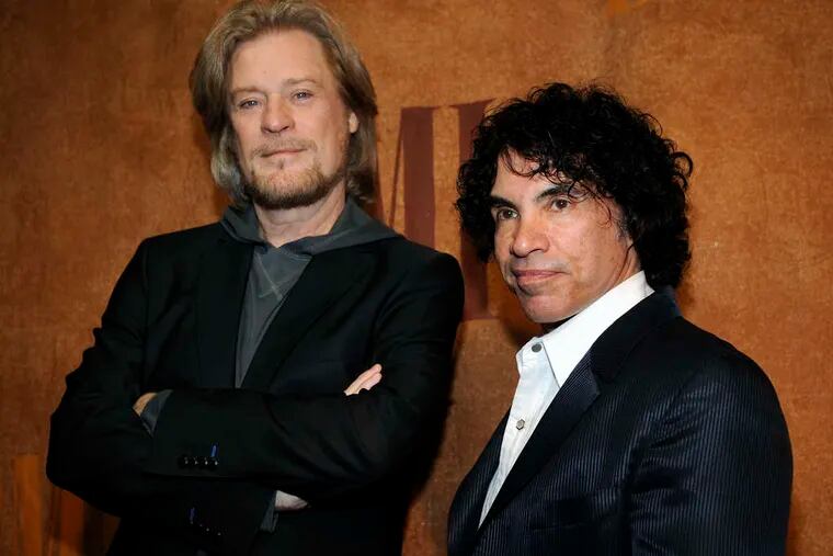 Daryl Hall (left) and John Oates in 2008. The duo, who met in W. Phila., are among the 2013 nominees for the Rock and Roll Hall of Fame.