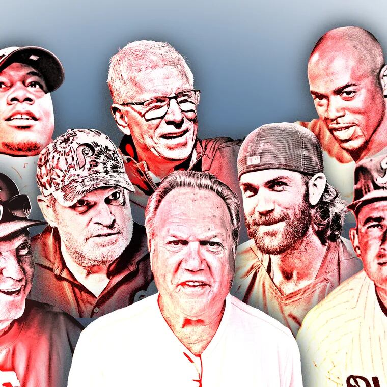 Phillies who've lent their names to the food world over the years include (top row from left) Bobby Shantz, Ryan Howard, Mike Schmidt, and Jimmy Rollins, and (bottom row from left) Charlie Manuel, John Kruk, Greg Luzinski, Bryce Harper, and Del Ennis.