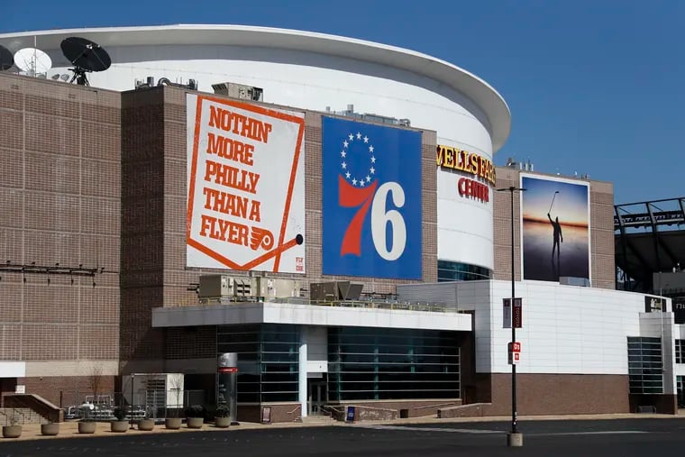 The Sixers’ propose to move out of their current home at the Wells Fargo Center, above, and build an arena on Penn’s Landing.