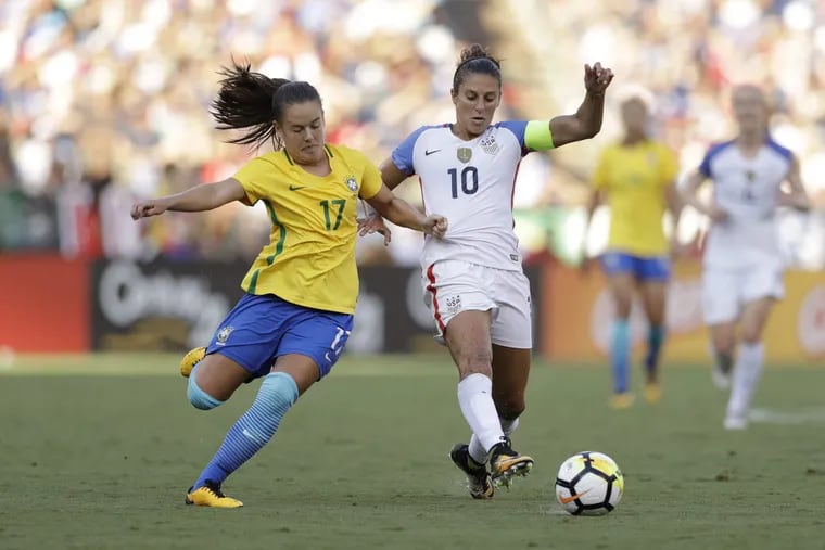 Delran native Carli Lloyd needs two more goals with the U.S. women’s national soccer team to reach 100 for her career.