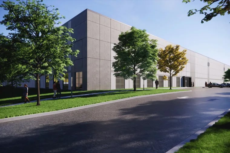 A rendering of one of the warehouses proposed for the site of the former Byberry hospital in Northeast Philadelphia.