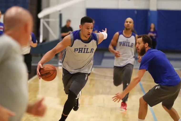 Ben Simmons runs the court during Sixers&#039; practice at Stockton University Wednesday September 28, 2016.