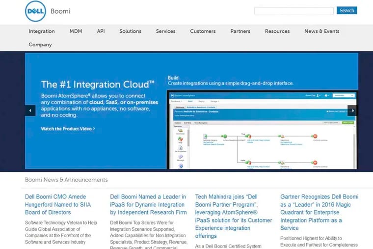 Boomi’s website highlighting the company’s cloud integration.