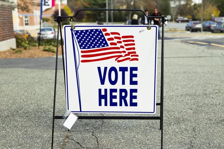 A voting sign in Delaware County.