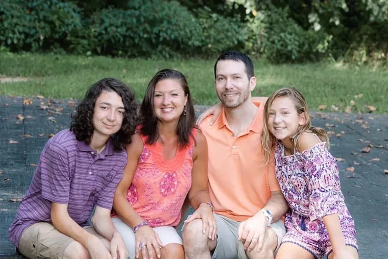 Denise and Chris Marino with their children, Matthew, 15, and Miranda, 11. Father and son have been diagnosed with ADHD.