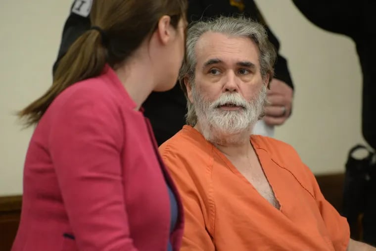 Dennis M. Niceler, 56, of Galloway Township, .appears before Judge Edward J. McBride Jr. for a first appearance at the Camden County Hall of Justice on Friday, Feb. 2,  Niceler was arrested in connection with the burglaries of 14 Camden County businesses.
