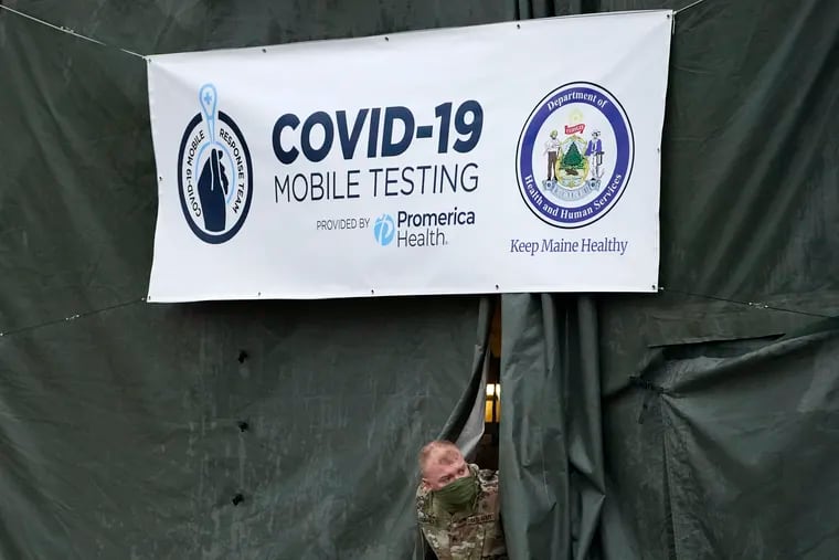 A COVID-19 mobile testing location in Auburn, Maine.