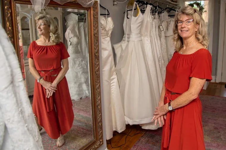 Colleen Donovan is photographed at her bridal shop, Blessing Brides Ministry in Downingtown. Colleen, a full-time hospice nurse, is a romantic of second chances by avocation. She started Blessing Brides Ministry, a bridal shop of donated dresses, 1 1/2 years ago.