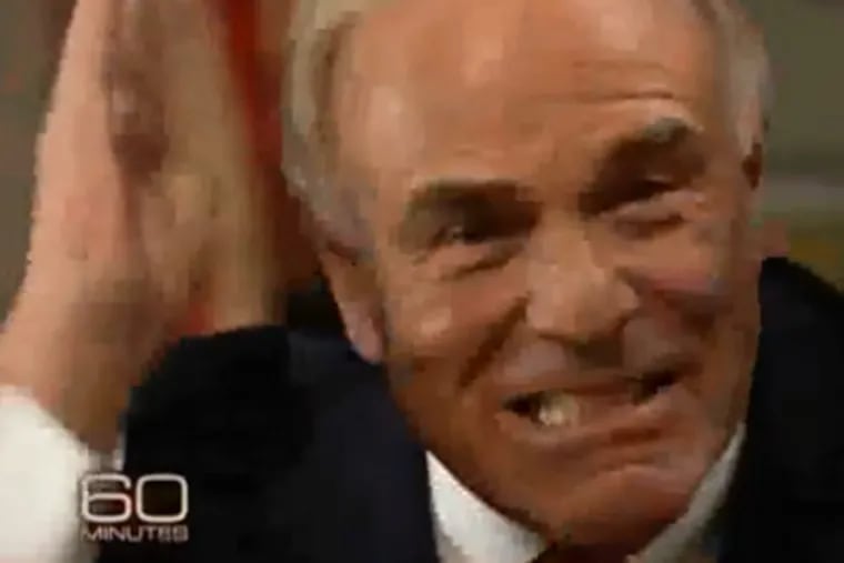 Gov. Rendell bares his teeth and karate-chops the air as he tells "60 Minutes," "You guys don't get that!" during an interview about casinos that will air Jan. 9.