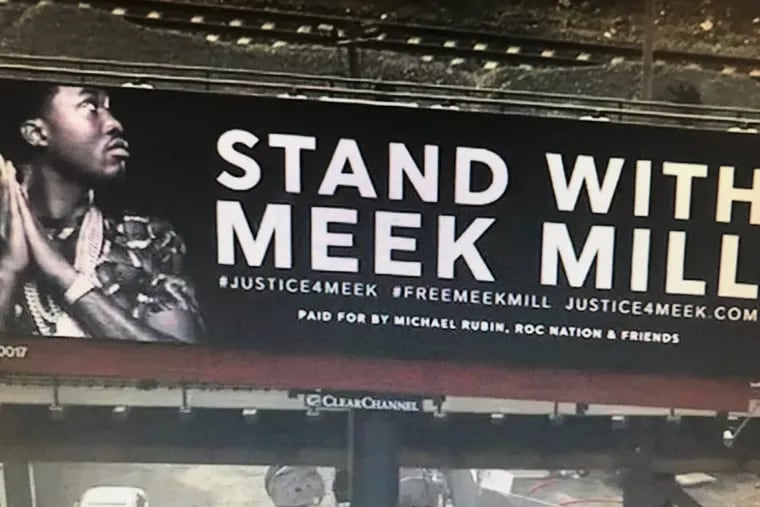 A billboard in support of Meek Mill