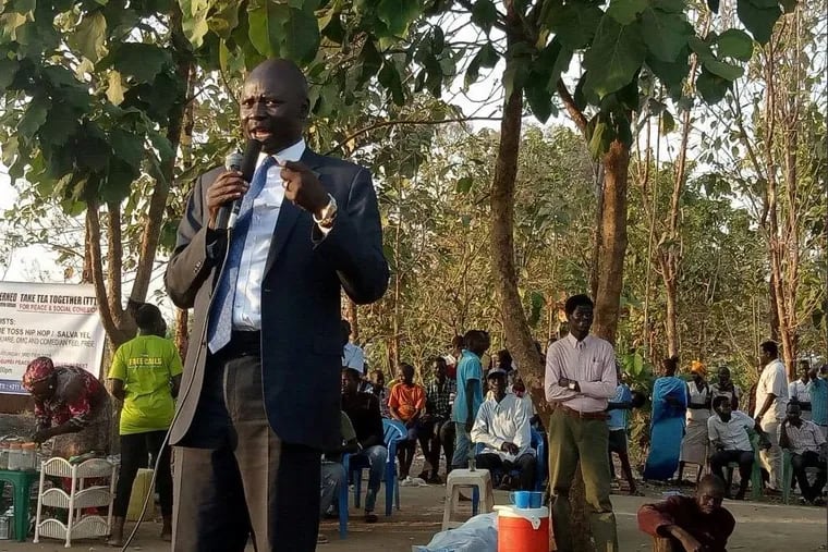 Peter Biar Ajak, seen here in Juba, South Sudan, in February, attending a community event.