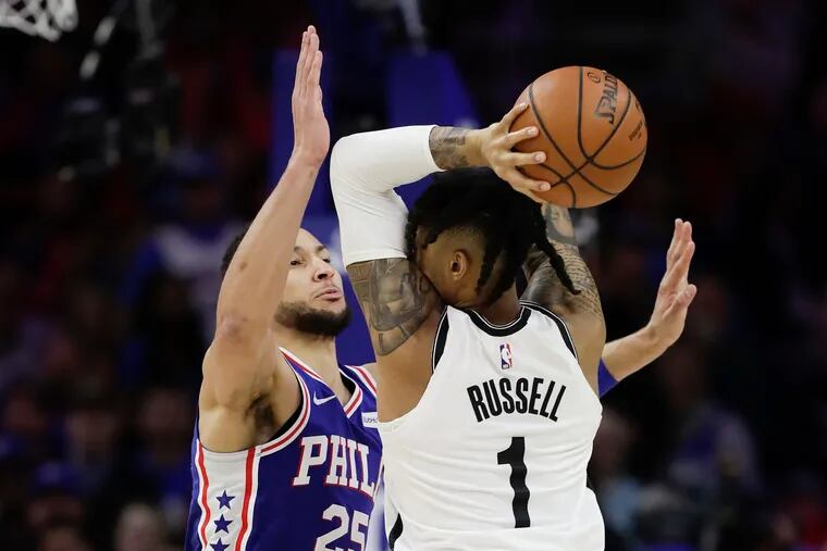 Sixers guard Ben Simmons has done a good job of defending Nets guard D'Angelo Russell in the series.