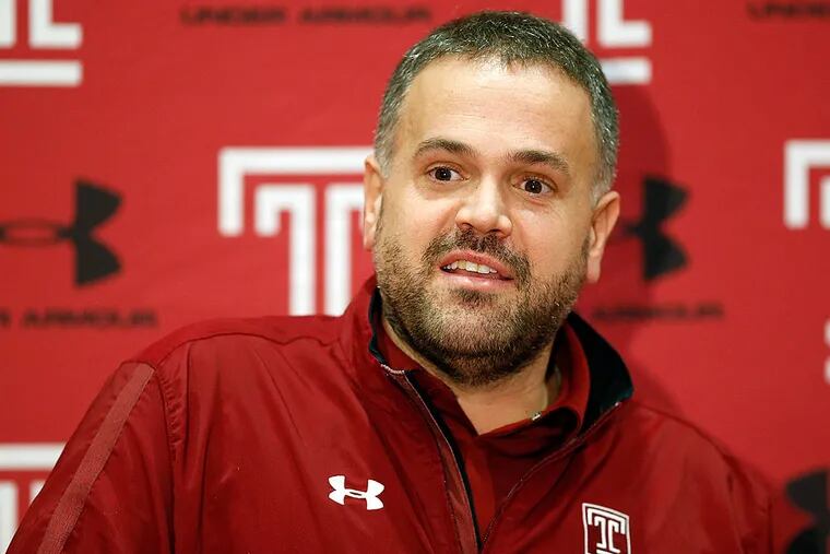 Temple head coach Matt Rhule. His team will open the 2016 season on Sept. 3 against Army at Lincoln Financial Field.