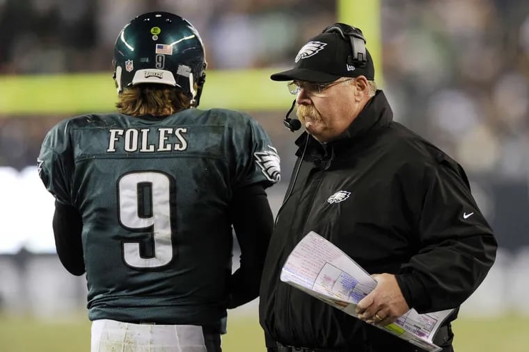 See you in February? Nick Foles originally was drafted by Andy Reid in 2012. Here they are in Foles' rookie season.