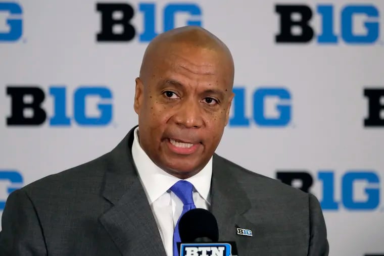 FILE - Big Ten commissioner Kevin Warren, shown in this June 4, 2019, file photo, has been getting pushback since he announced on Aug. 11 the cancelation of the conference football season. Reports say a committee of coaches, athletic directors and medical personnel are discussing plans for a rescheduled season, which could start either Thanksgiving weekend or in early January. (AP Photo/Charles Rex Arbogast, File)