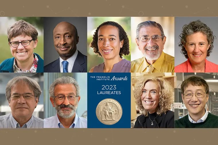 The Franklin Institute announced the 2023 winners of its annual awards in the sciences and business. From left to right, top to bottom: Deb Niemeier, Bower Award for Achievement in Science; Kenneth C. Frazier, Bower Award for Business Leadership; Monika Schleier-Smith, NextGen Award; Richard N. Zare, chemistry; Barbara H. Liskov, computer science; R. Lawrence Edwards, earth and environmental science; Nader Engheta, electrical engineering; Elaine Fuchs, life science; Philip Kim, physics.
Photo Credit: The Franklin Institute
