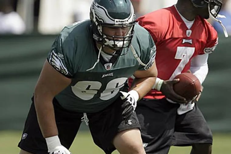 Dallas Reynolds will become the new starting center while Jason Kelce recovers from injury. (Yong Kim/Staff file photo)